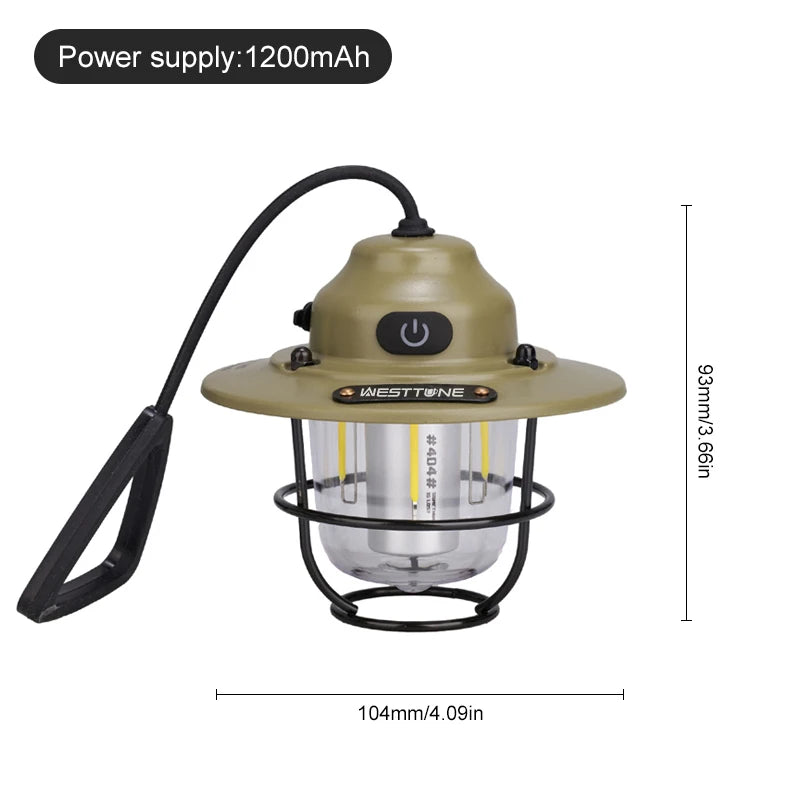 Portable Camping Lanterns Retro Hanging Tent Lamp Waterproof Dimmable Camping