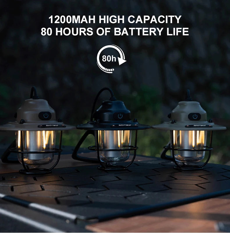 Portable Camping Lanterns Retro Hanging Tent Lamp Waterproof Dimmable Camping