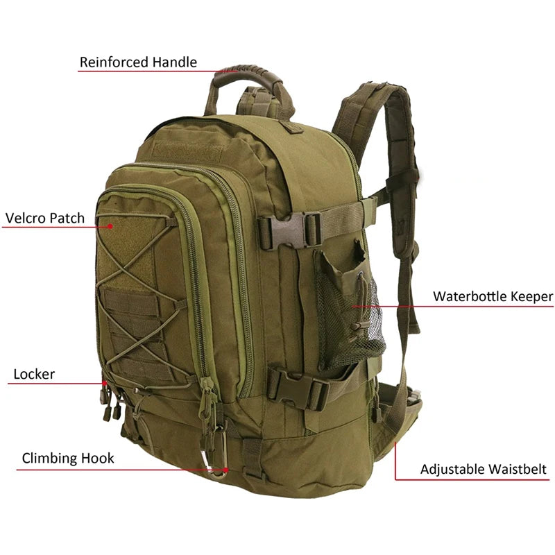 Outdoor Tactical Backpack Men's Outdoor Hiking Bag Capacity Military Army Bags