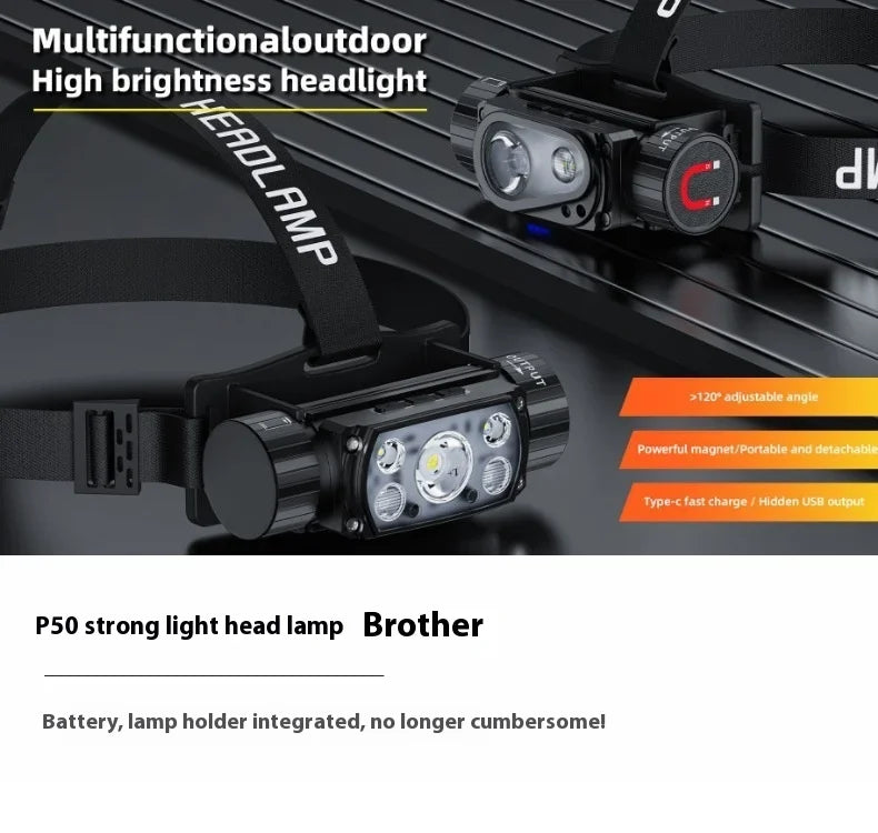 Sensor LED Headlamp white 3 Switch Headlight Head Lamp Torch Flash Red
