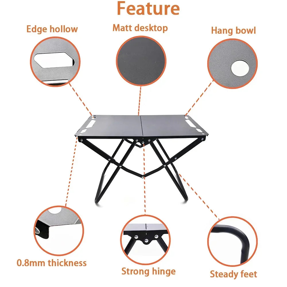 Lightweight Foldable Beach Camping Picnic Table Hollow Hanging Slots
