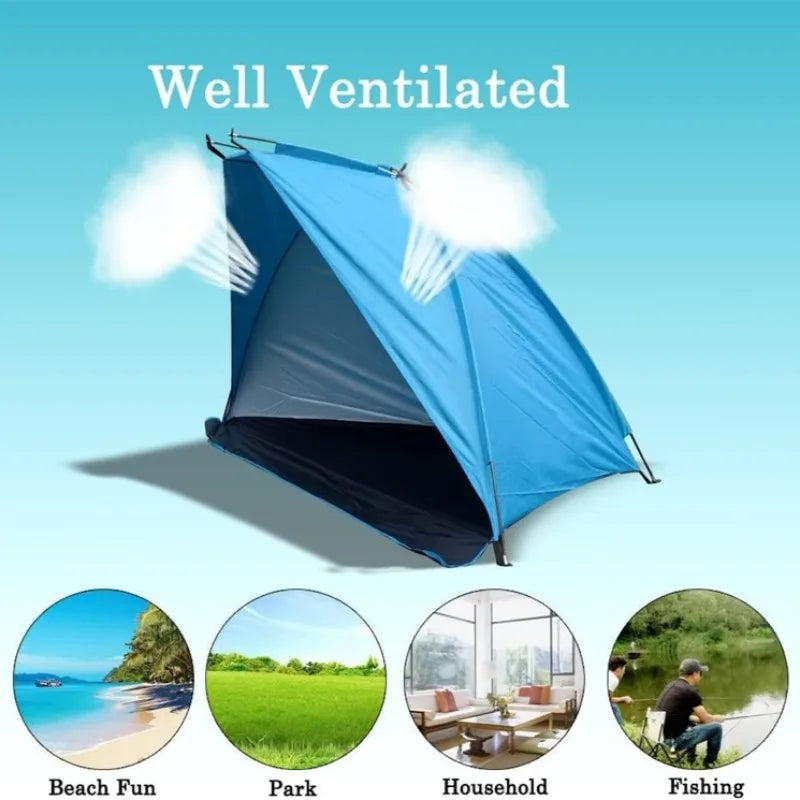 Ultralight 2 Person Beach Tent, Automatic Pop Up Sun Shelter with Carrying Bag