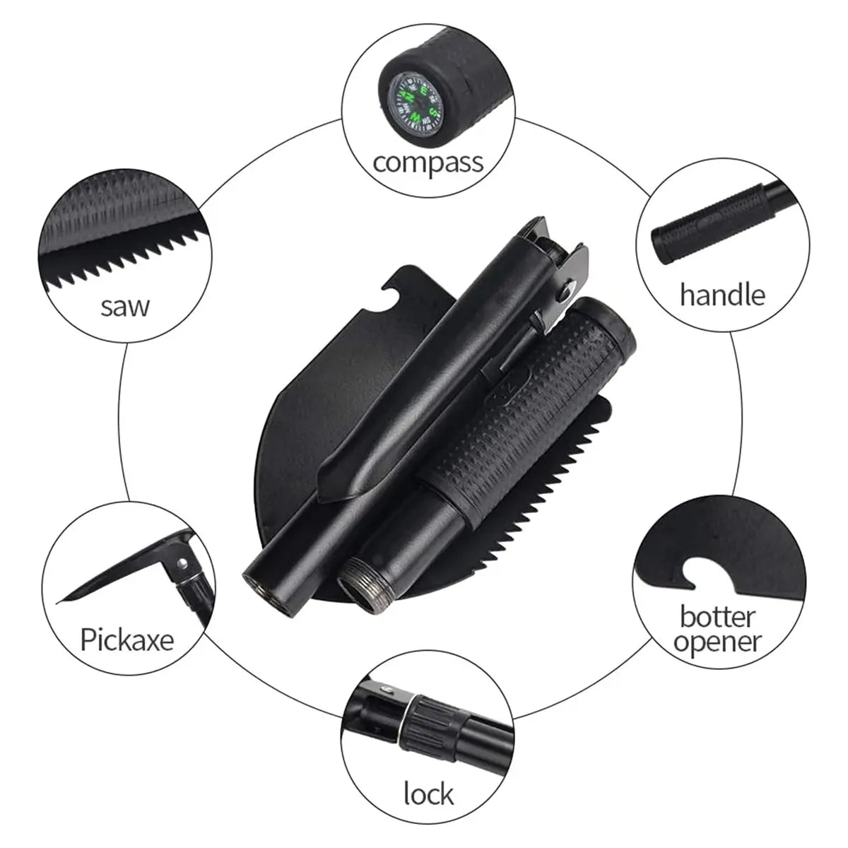 Folding Shovel Camping Shovel Survival Gear Entrenching Tool with Carrying