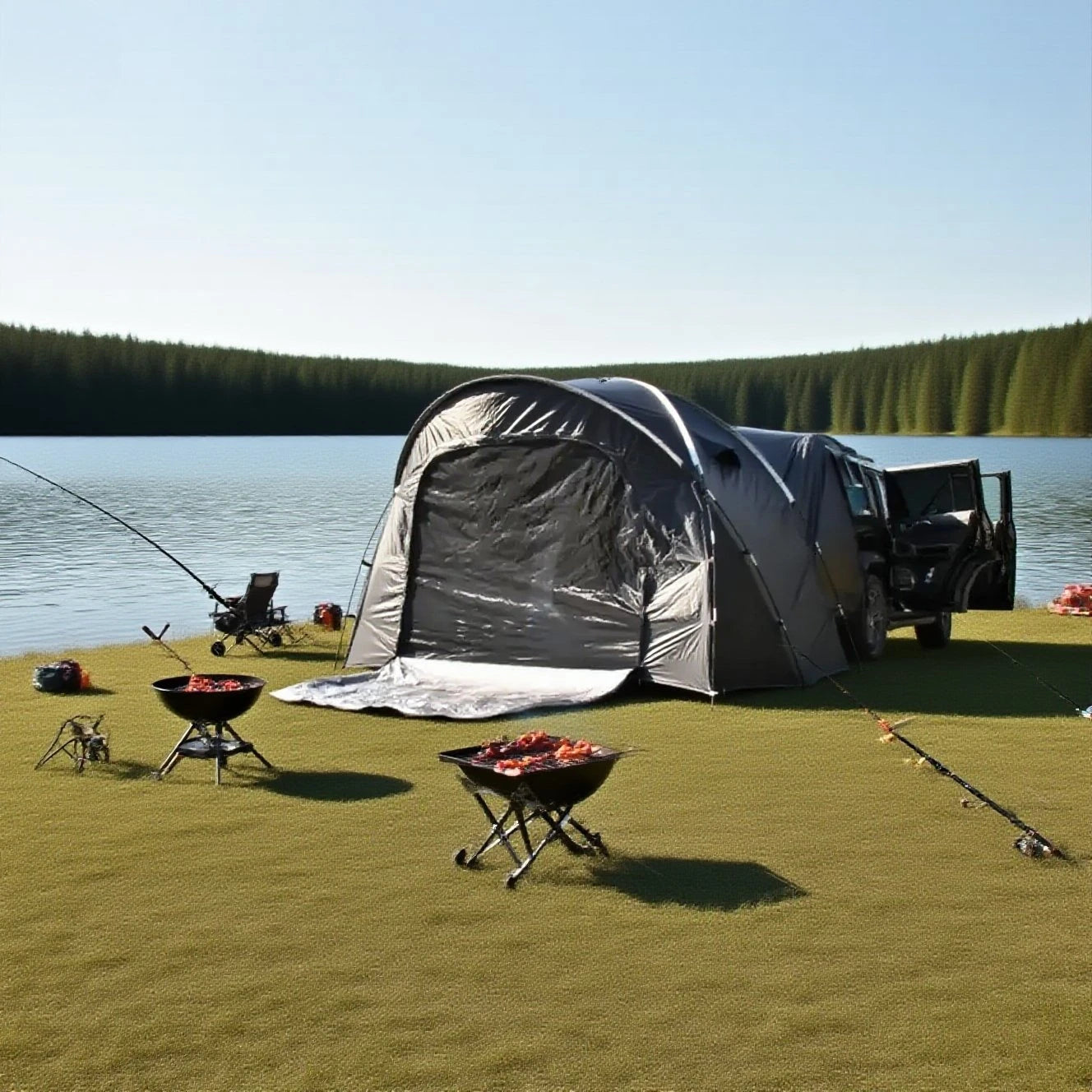3-4 Person SUV Camping Tent PU4000 Waterproof with Mesh Bug Door