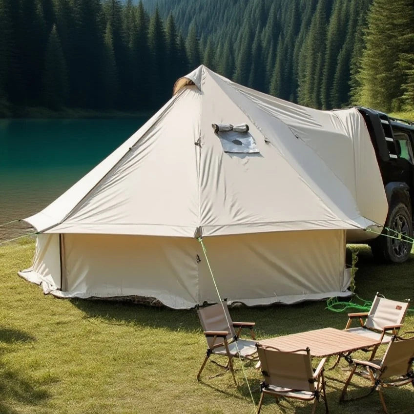 Camping Tent with Chimney & Stove Vent - 6-8 Person PU4000 Waterproof, Quic