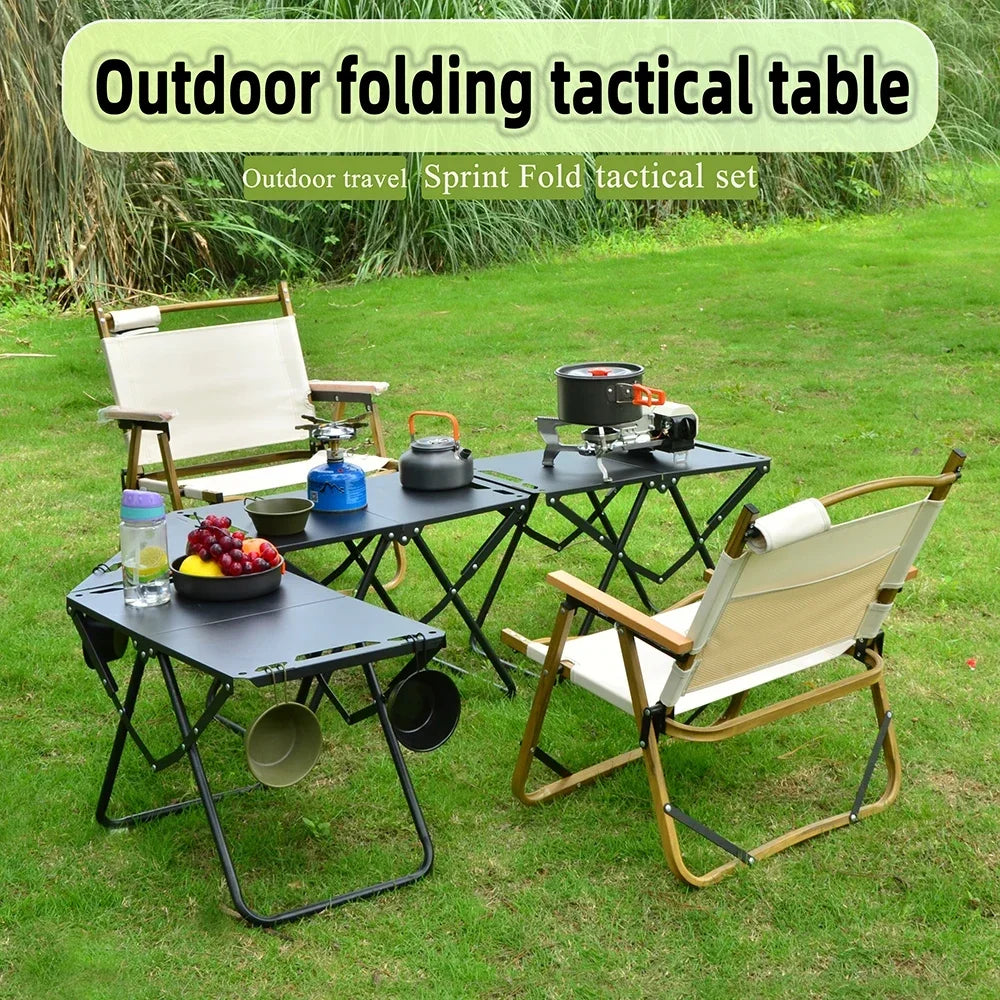 Lightweight Foldable Beach Camping Picnic Table Hollow Hanging Slots