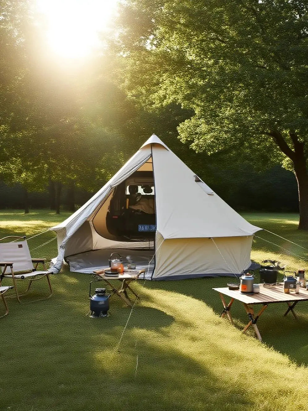 Camping Tent with Chimney & Stove Vent - 6-8 Person PU4000 Waterproof, Quic