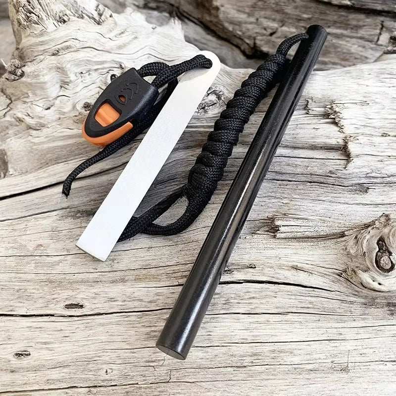 Outdoor Flint Magnesium Rod with White Steel Scraper Whistle Camping Tool