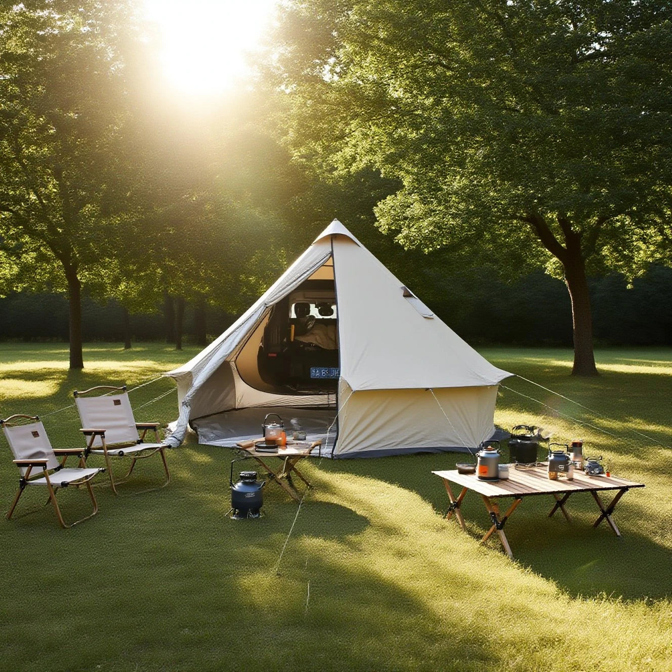 Camping Tent with Chimney & Stove Vent - 6-8 Person PU4000 Waterproof, Quic