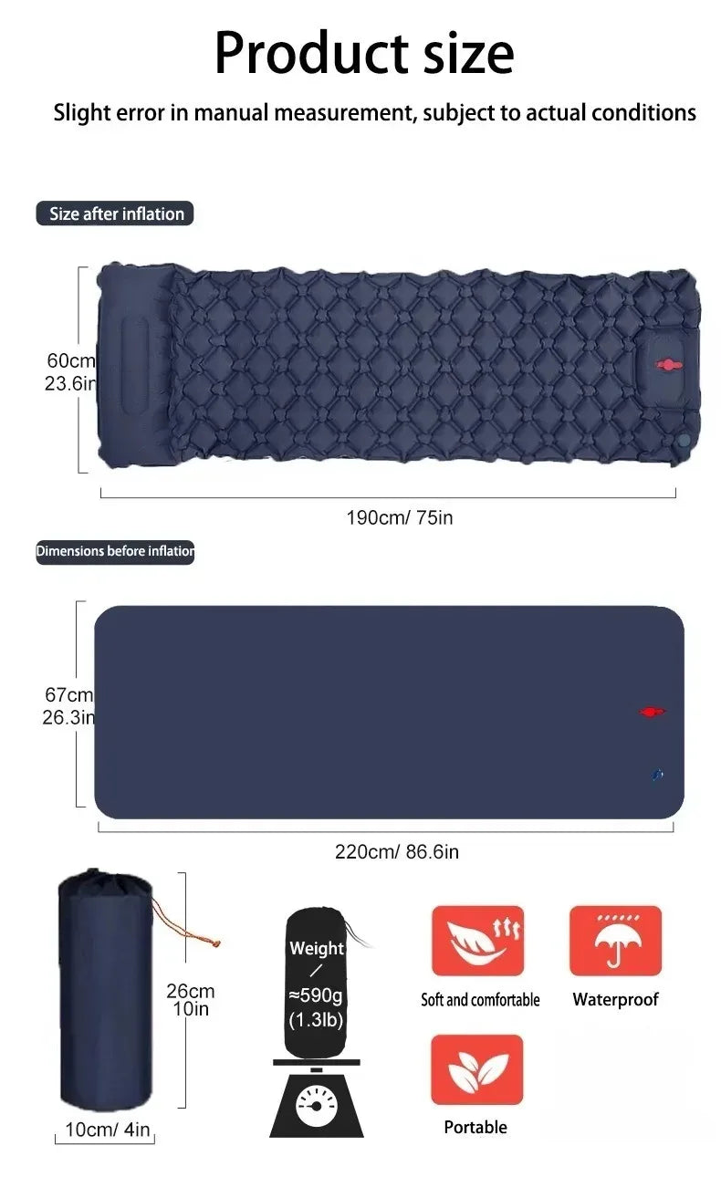 Outdoor Inflatable Camping Mats Air Cushion with Pillow Outdoor Tourist