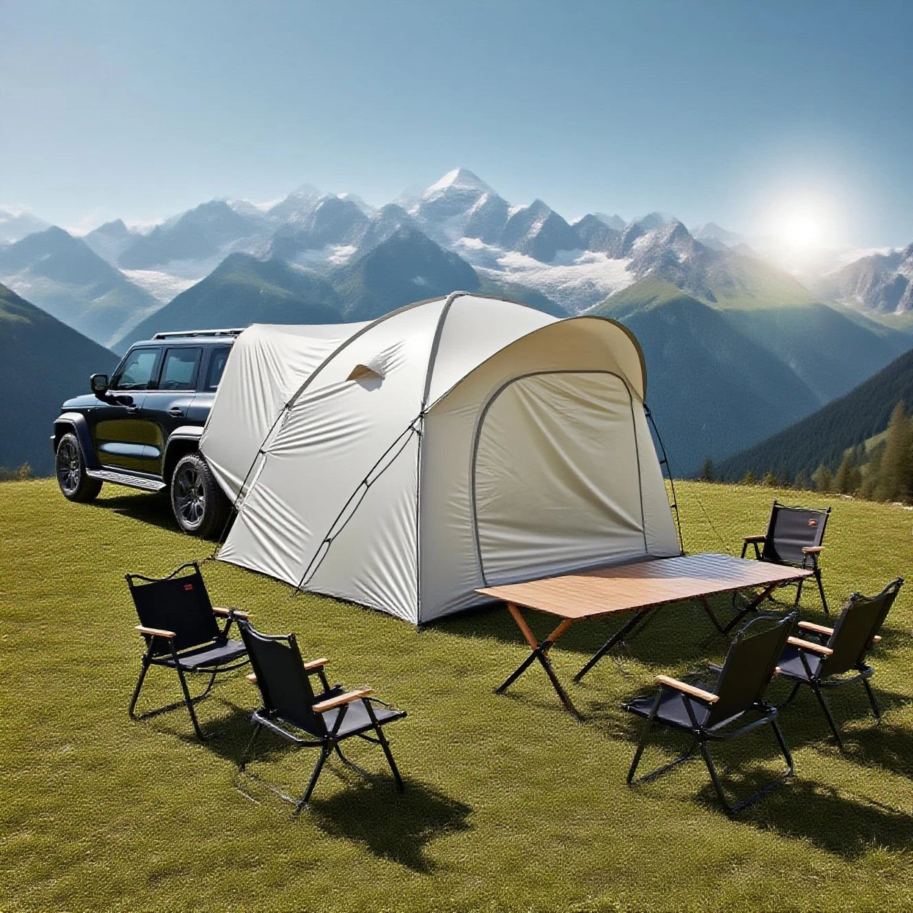 3-4 Person SUV Camping Tent PU4000 Waterproof with Mesh Bug Door