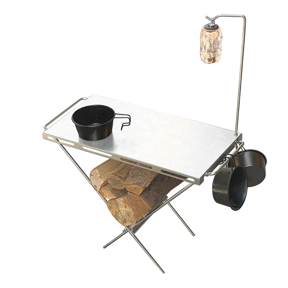 Portable Folding Camping Table Stainless Steel Outdoor Picnic Desk Carry