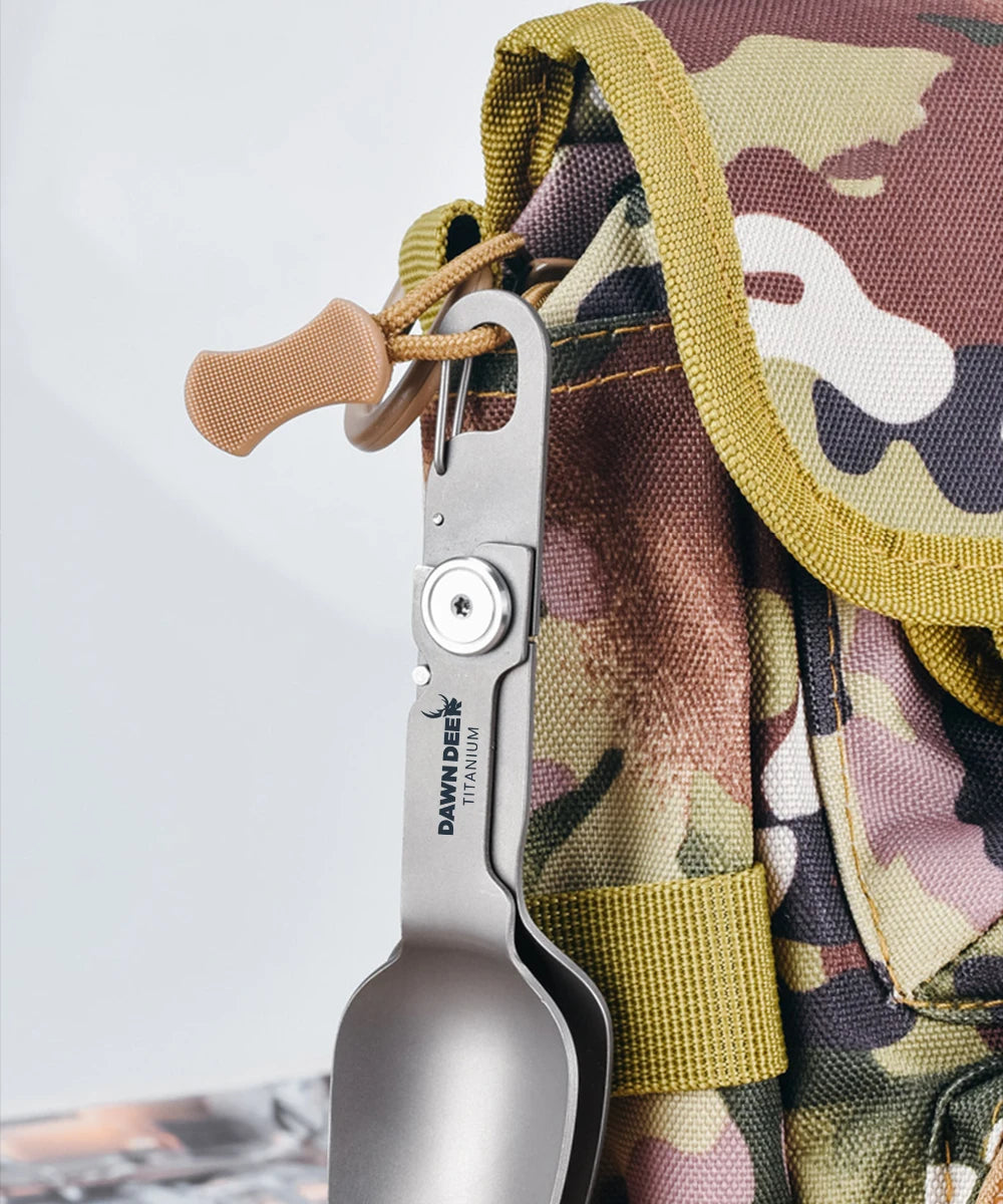 Titanium Folding Spoon and Fork for Camping, Multifunctional combination