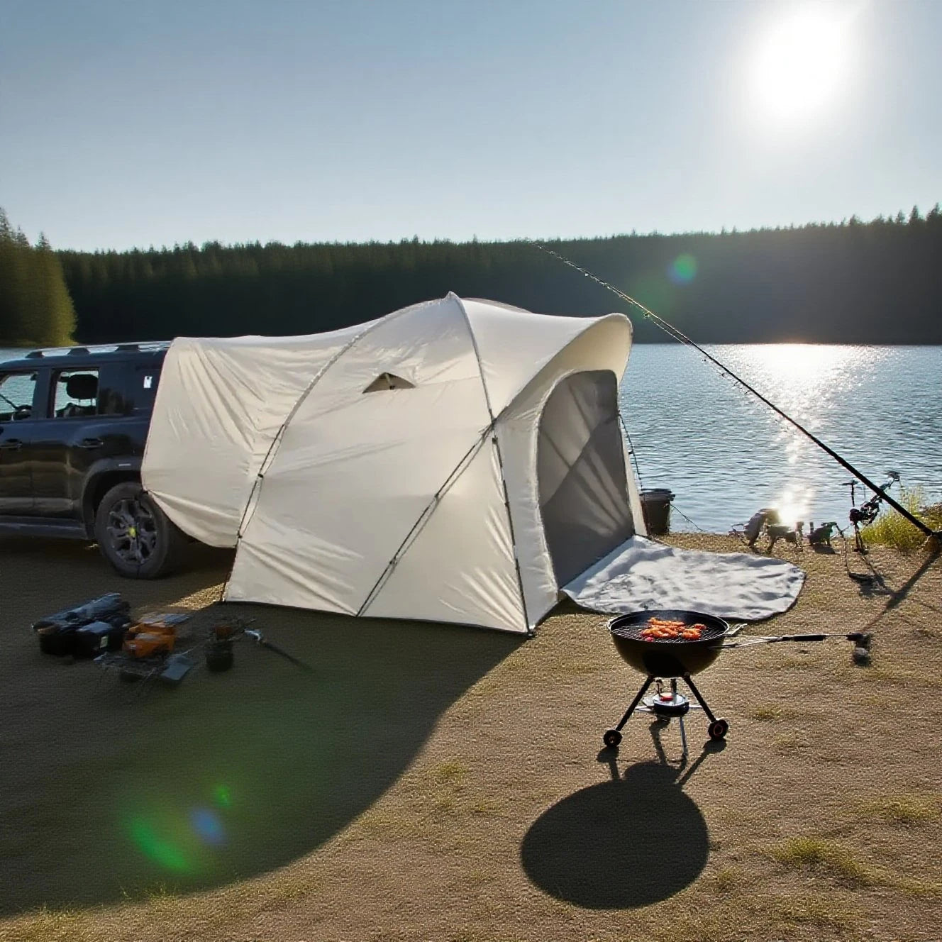 3-4 Person SUV Camping Tent PU4000 Waterproof with Mesh Bug Door