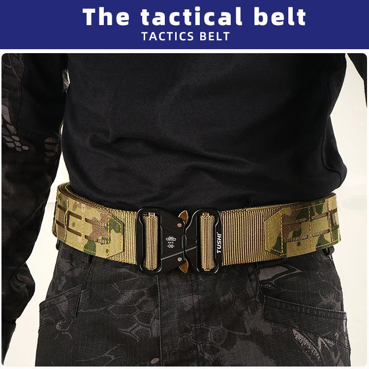 Tactical Belt 2 Inch Quick Release Ronin Camo Belt Metal Outdoor Waist Belt