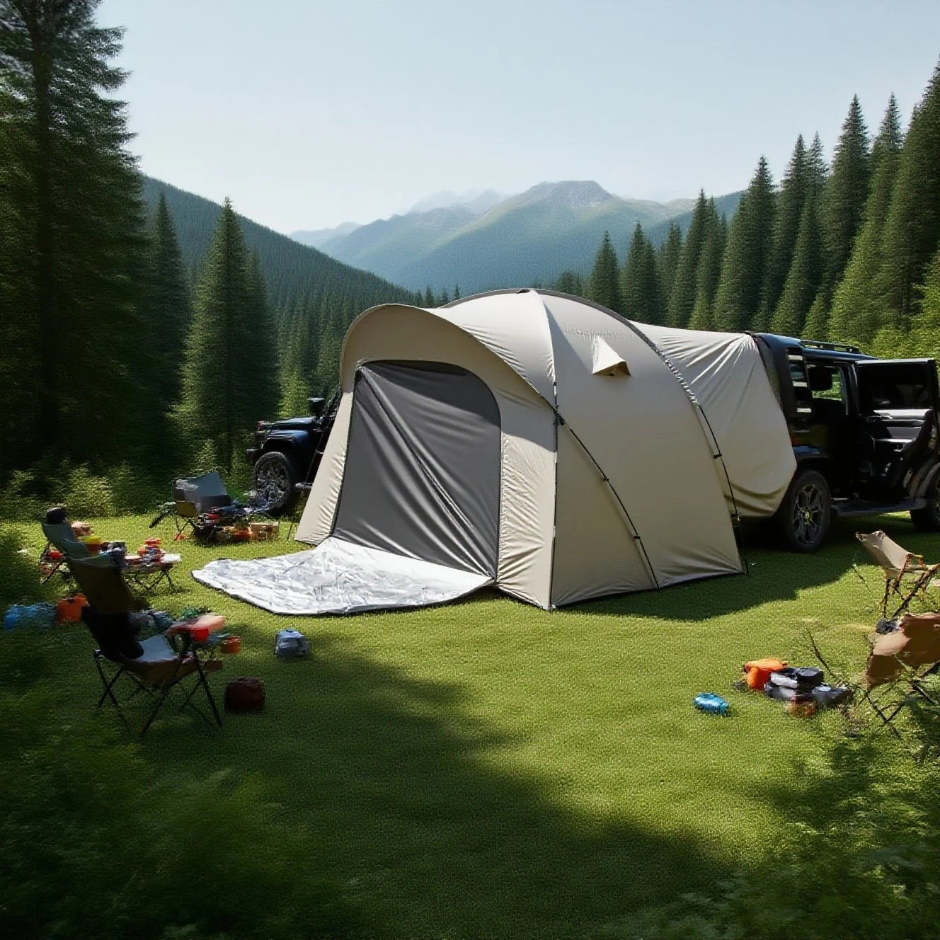 3-4 Person SUV Camping Tent PU4000 Waterproof with Mesh Bug Door