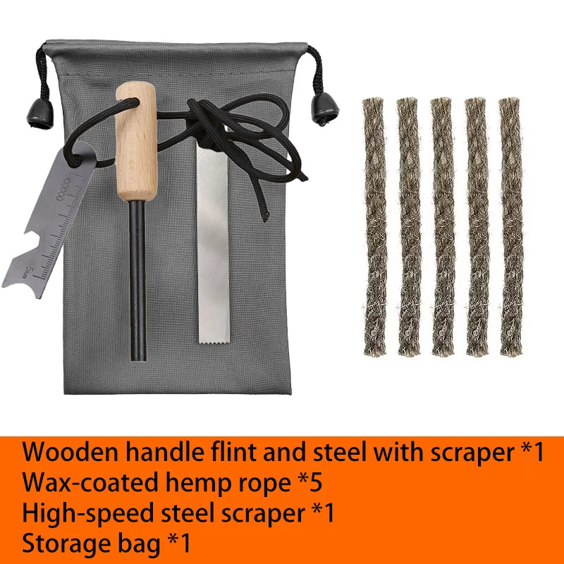 Outdoor Camping Flint Magnesium Rod Set Waterproof with White Steel Scraper