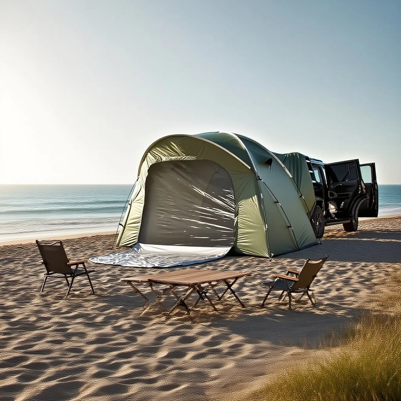 3-4 Person SUV Camping Tent PU4000 Waterproof with Mesh Bug Door