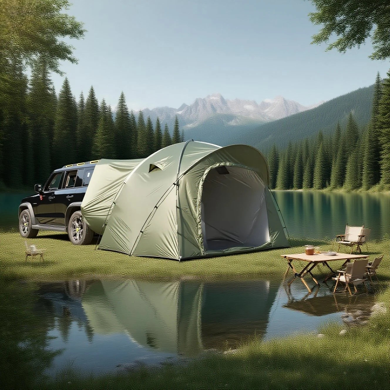 3-4 Person SUV Camping Tent PU4000 Waterproof with Mesh Bug Door