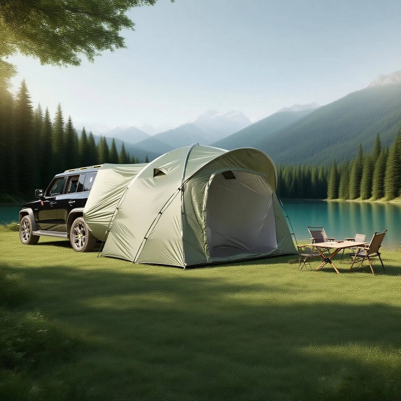 3-4 Person SUV Camping Tent PU4000 Waterproof with Mesh Bug Door