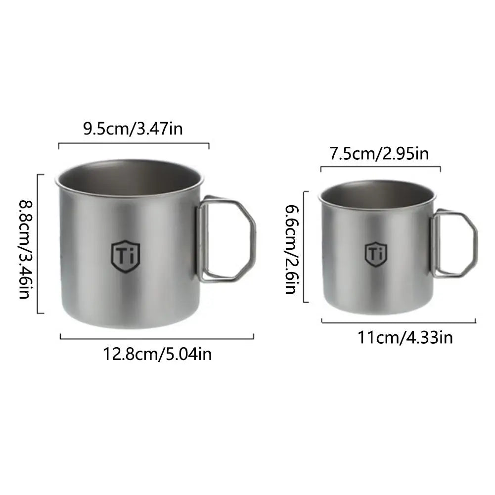 Ultralight Titanium Cup Water Cup Mug With Foldable Handle Outdoor Coffee Cup