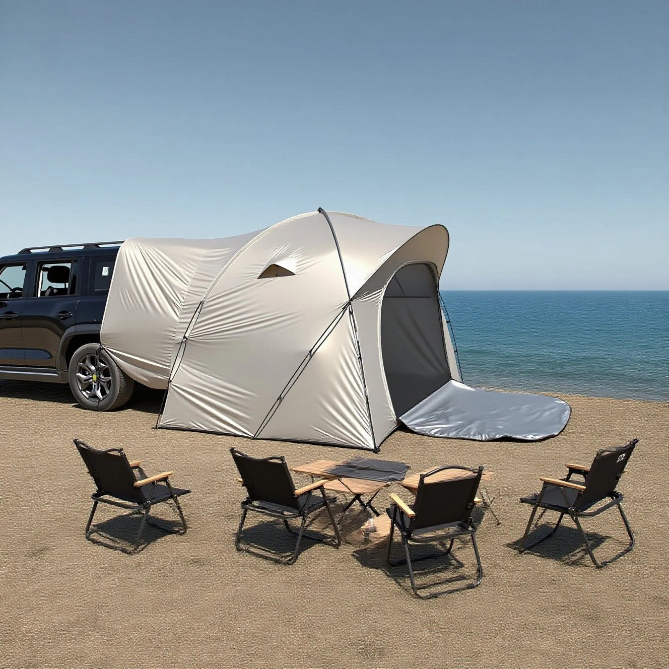 3-4 Person SUV Camping Tent PU4000 Waterproof with Mesh Bug Door