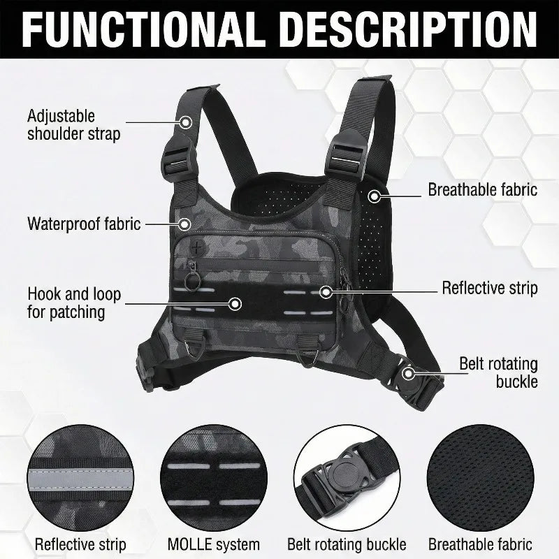 Sports Chest Bag Lightweight Waterproof Tactical Molle Hiking Camping Vest Bag