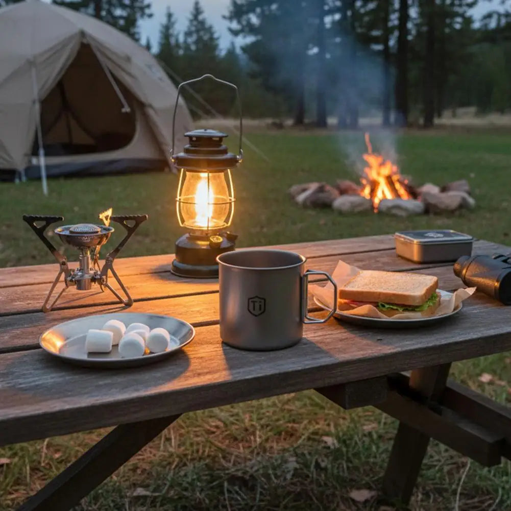 Ultralight Titanium Cup Water Cup Mug With Foldable Handle Outdoor Coffee Cup