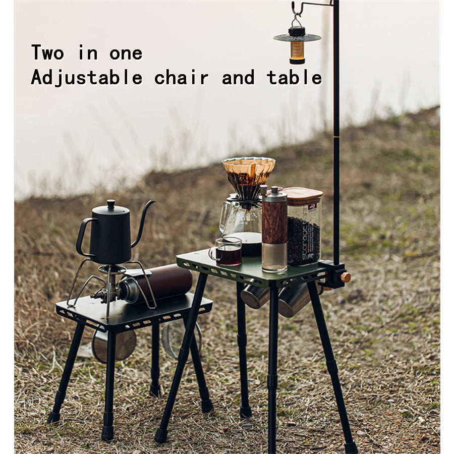 Outdoor Table And Chair Dual-Use Table, Liftable Portable Stool Outdoor Chair Desk