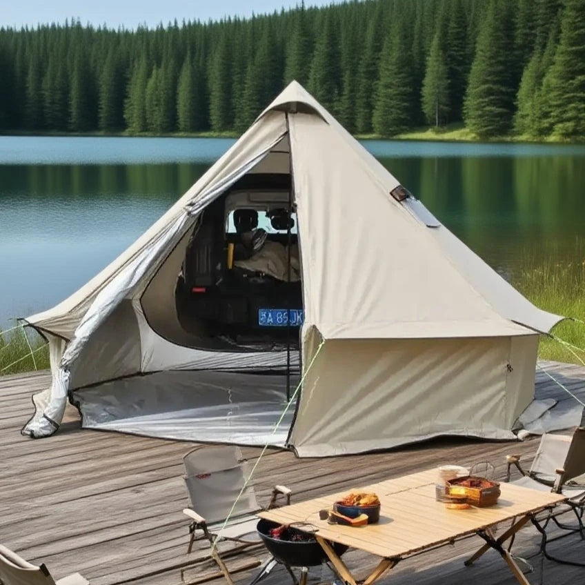 Camping Tent with Chimney & Stove Vent - 6-8 Person PU4000 Waterproof, Quic