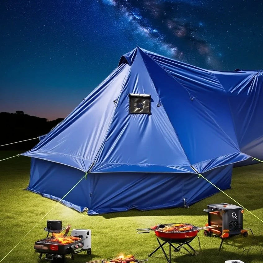 Camping Tent with Chimney & Stove Vent - 6-8 Person PU4000 Waterproof, Quic
