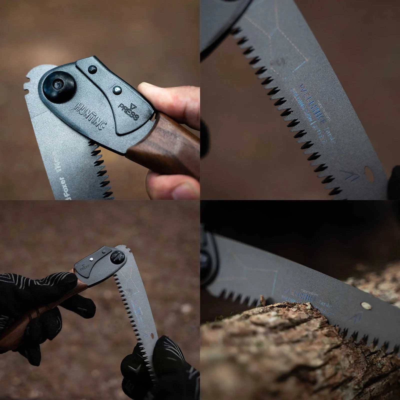 Folding Camp Saw Steel Walnut Wood Handle Camping Saw Cutting Camping