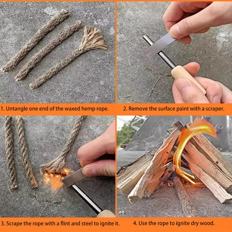 Outdoor Camping Flint Magnesium Rod Set Waterproof with White Steel Scraper