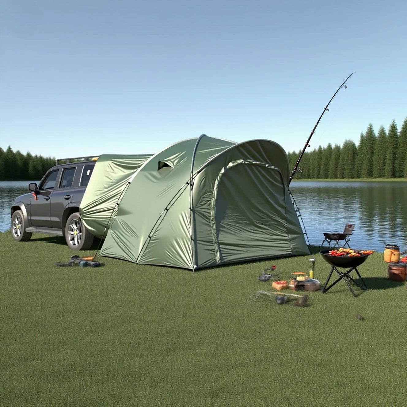 3-4 Person SUV Camping Tent PU4000 Waterproof with Mesh Bug Door