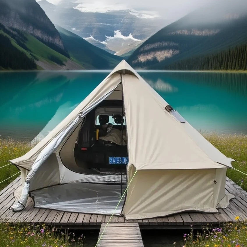 Camping Tent with Chimney & Stove Vent - 6-8 Person PU4000 Waterproof, Quic