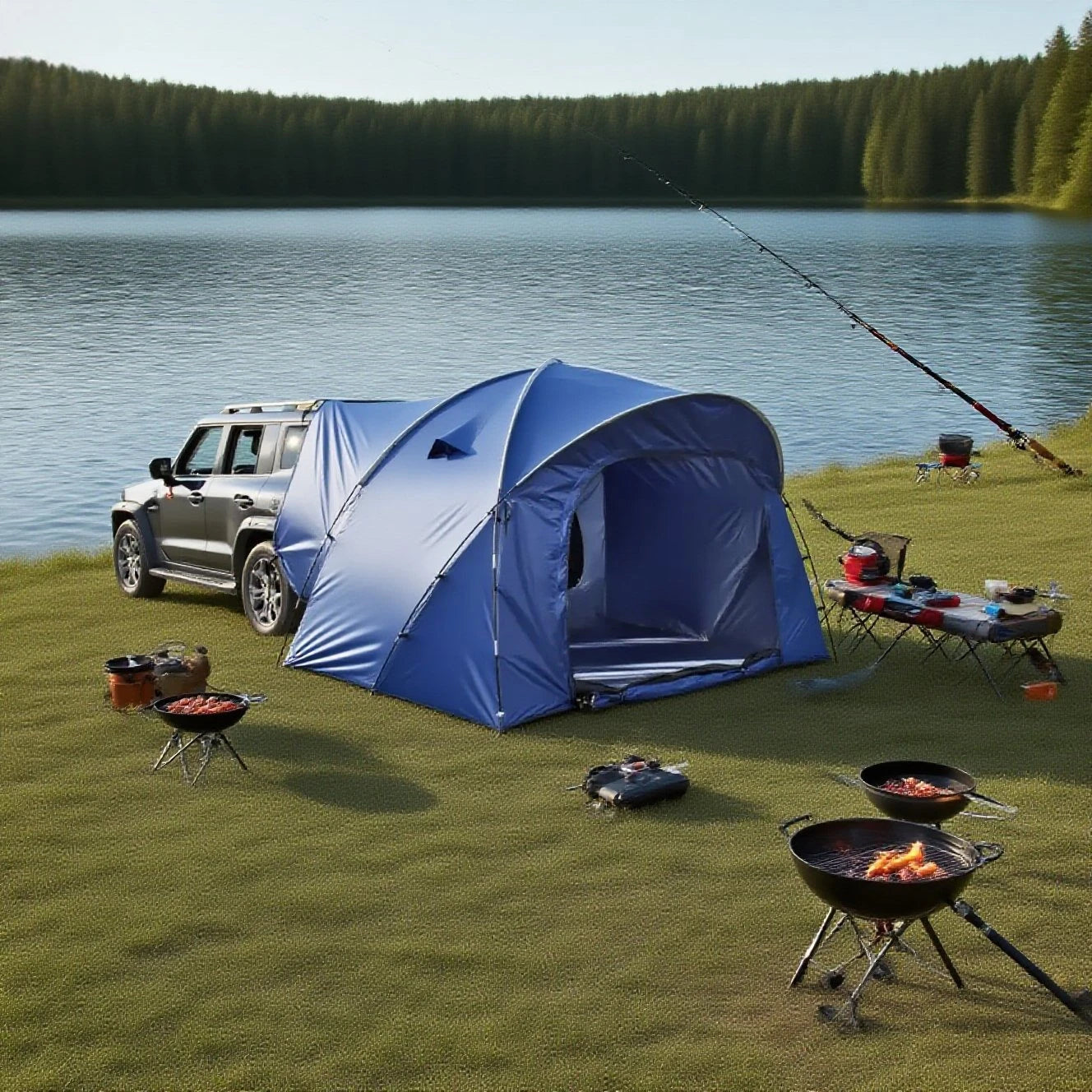 3-4 Person SUV Camping Tent PU4000 Waterproof with Mesh Bug Door