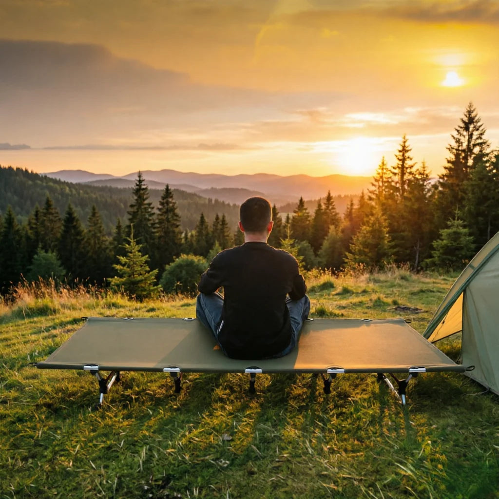 Folding Camping Cot Portable Compact For Outdoor Travel Base Camp Hiking
