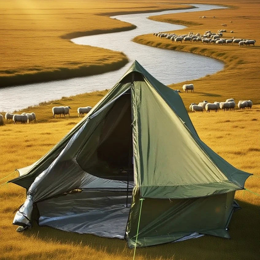 Camping Tent with Chimney & Stove Vent - 6-8 Person PU4000 Waterproof, Quic