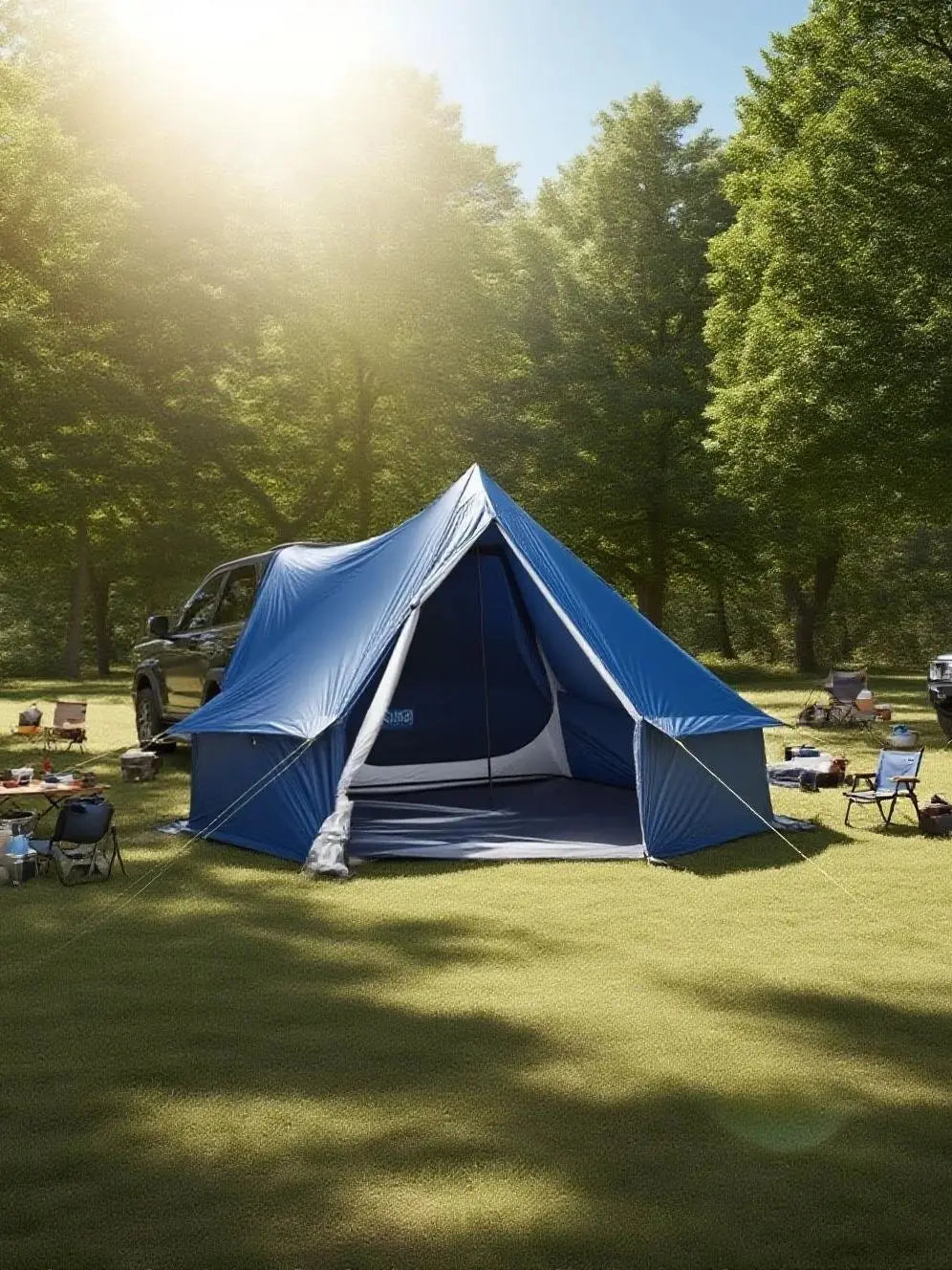 Camping Tent with Chimney & Stove Vent - 6-8 Person PU4000 Waterproof, Quic
