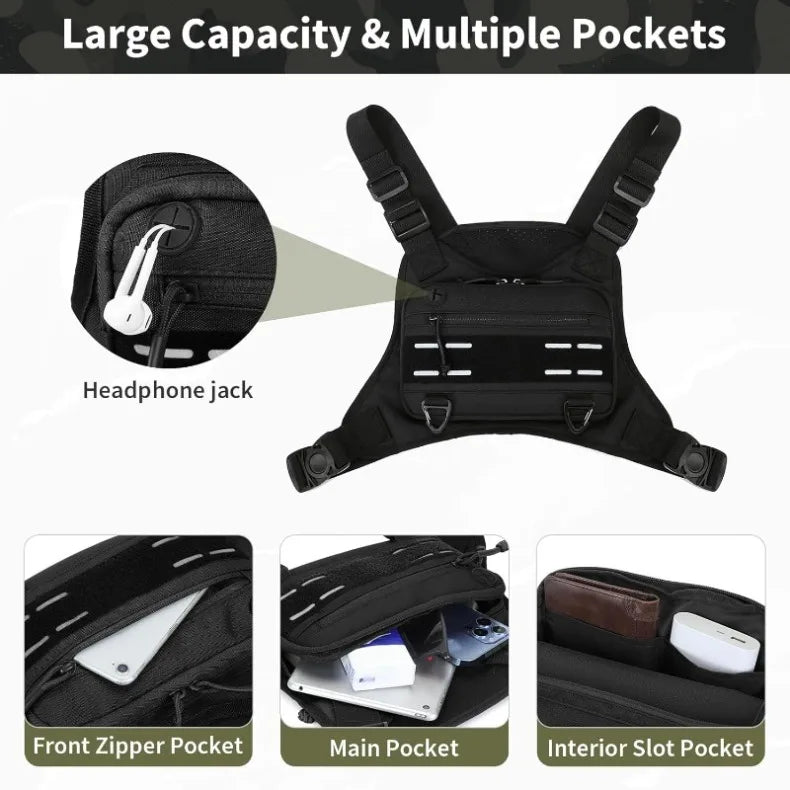 Sports Chest Bag Lightweight Waterproof Tactical Molle Hiking Camping Vest Bag