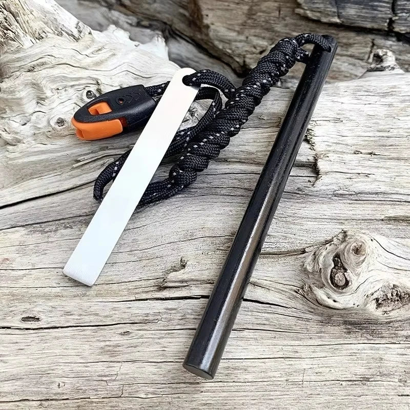 Outdoor Flint Magnesium Rod with White Steel Scraper Whistle Camping Tool