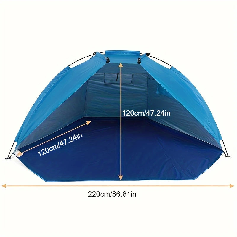 Ultralight 2 Person Beach Tent, Automatic Pop Up Sun Shelter with Carrying Bag
