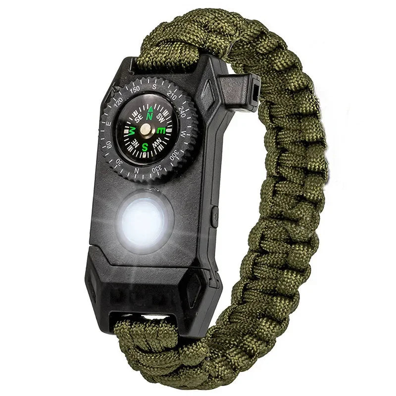 Fashion Men Outdoor LED Light Survival Umbrella Rope SOS Bracelet Emergency