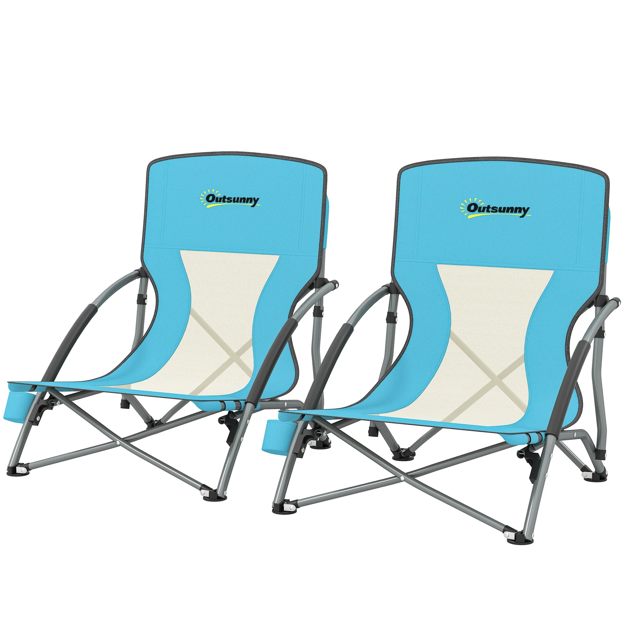 Beach Chairs Foldable Lightweight Folding Camping Chairs Carry Bag Cup
