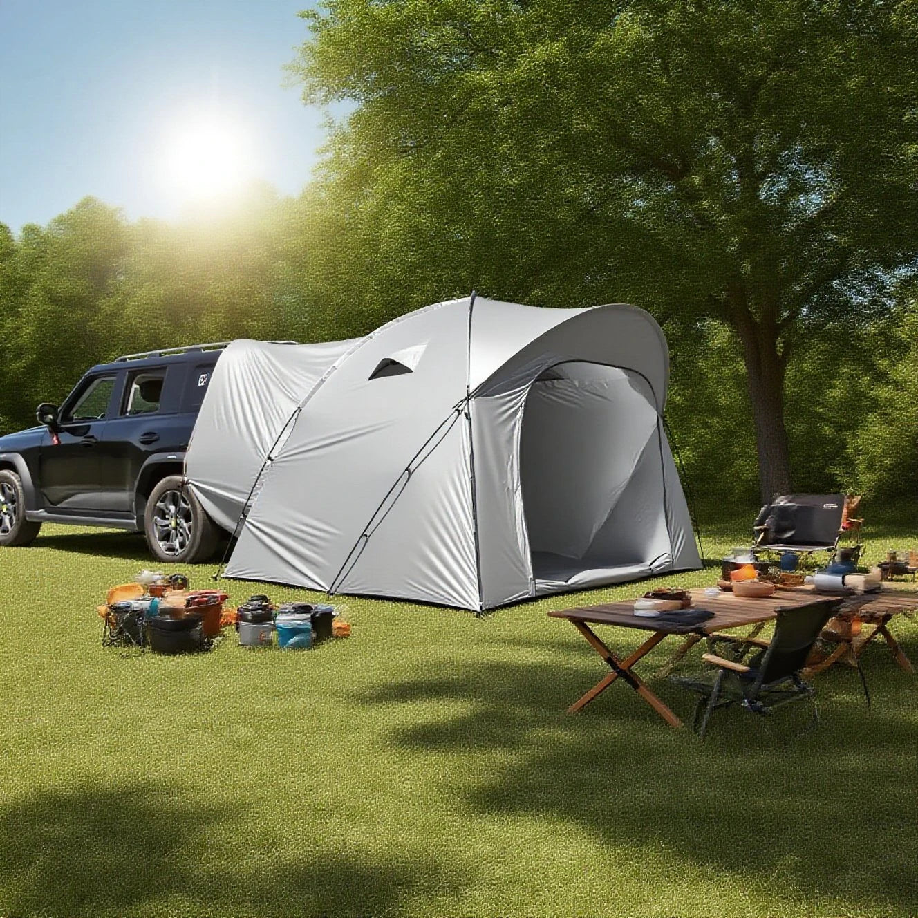 3-4 Person SUV Camping Tent PU4000 Waterproof with Mesh Bug Door
