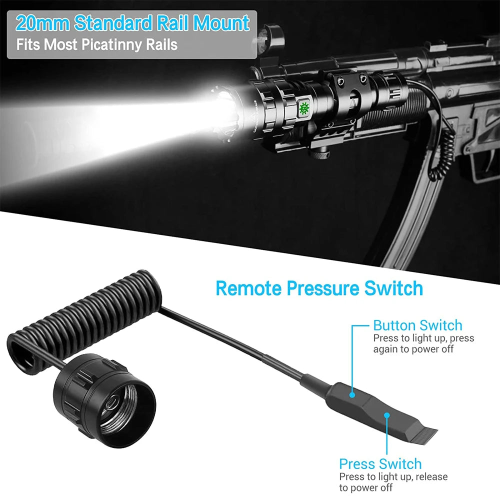 Tactical Flashlight 1600 Lumens USB Rechargeable Torch Waterproof Hunting