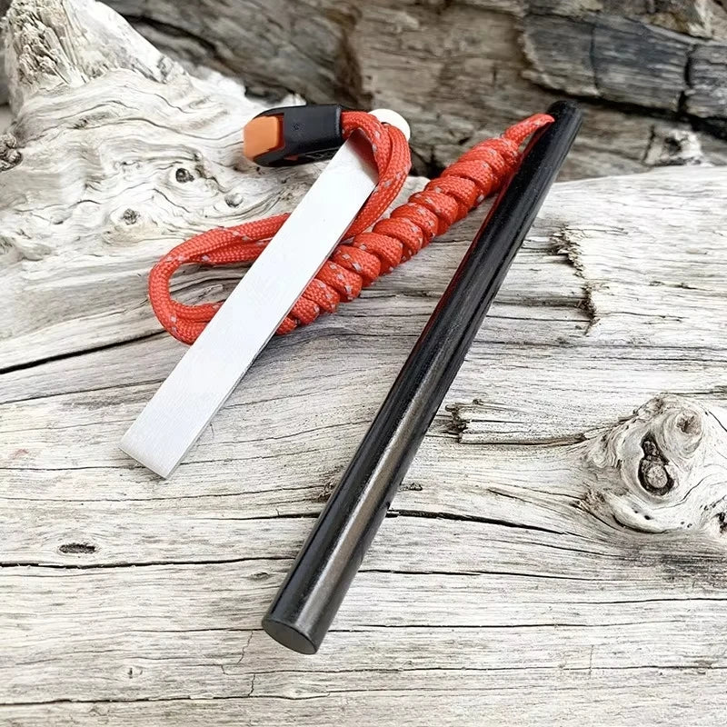 Outdoor Flint Magnesium Rod with White Steel Scraper Whistle Camping Tool