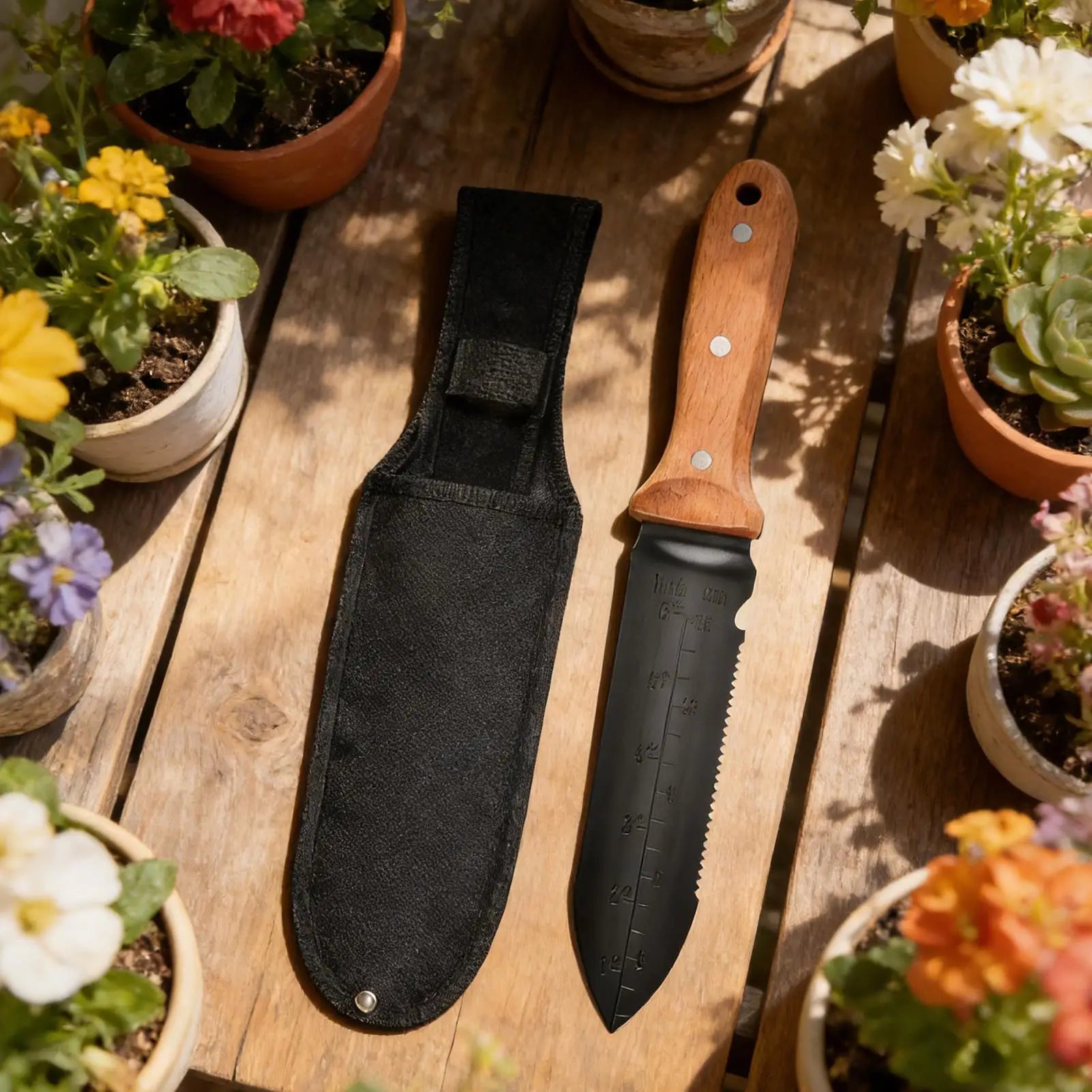 Stainless Steel Garden Shovel Ergonomic Digging Tool with Storage Bag Camping