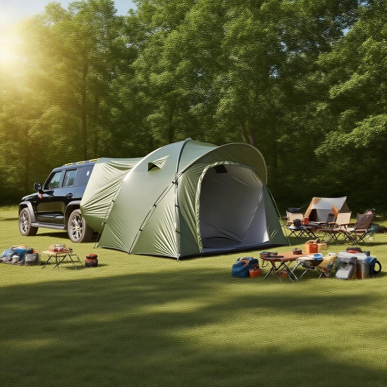 3-4 Person SUV Camping Tent PU4000 Waterproof with Mesh Bug Door