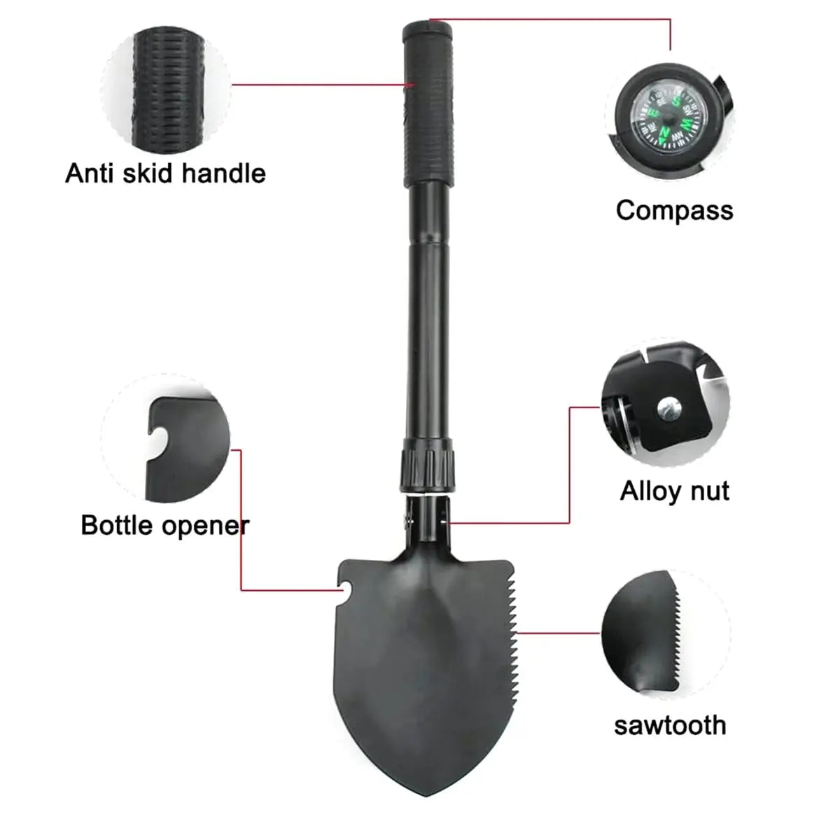 Folding Shovel Camping Shovel Survival Gear Entrenching Tool with Carrying